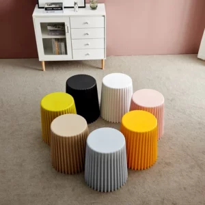 Nordic Plastic Stool, Thickened Round Stools for Living Room, Fashionable, Beautiful Corrugated Bucket, Cut Surface Stool - Image 6