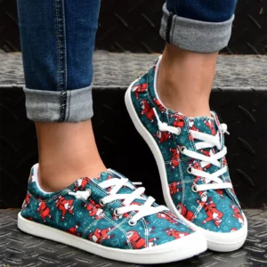 Ladies Christmas Print Vulcanized Shoes Casual Fashion Soft Sole Non Slip Flats Shoes New Spring Comfort Casual Sneakers - Image 4