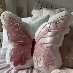 Girl Heart Butterfly Pillow, Cute Doll, Soft Pink Butterfly Pillow, Bedhead Pillow - Image 3