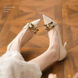 Office With Medium Heels Black Shoes For Women 2024 White Luxury Leather Casual Formal Ladies Summer Footwear Quick Delivery A - Image 6