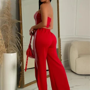Streetwear 2 Piece Sets Women Outfit Summer Clothes Women 2024 Side Striped Strapless Vest Top and Pants Sets Casual Woman Sets - Image 4