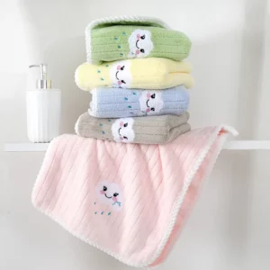 Children Towels Baby Bath Face Towel Cute Cartoon Cloud Hand Towel Soft Absorbent Coral Velvet Washcloth Kids Bathroom Products - Image 2