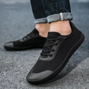 2024PINGKEE wide toe square footed men's simple barefoot shoes with a zero drop sole Crossfit leather sports shoes for men shoes - Image 1