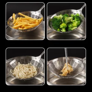 3 Sizes Round 304 Stainless Steel Strainer with Long Handle Kitchen Sieves Scoop Hot Pot Oil Filter Colander Cooking Tools - Image 6