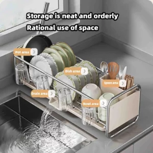 Dish Drying Rack Bowl Drainer Over Sink Drainer Draining Rack Organizer Kitchen Sink Basket Tableware Narrow Cup Holder Shelf - Image 2