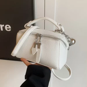Classic Black Square Handbags for Women Autumn New Versatile Small Single Shoulder Crossbody Bags with Elegant Ball Pendant - Image 4