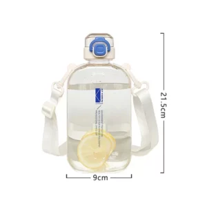Flat Square Transparent Water Bottle Portable Travel Canteen with Adjustable Strap Elegant Slim Bottle for Sport Camping - Image 6