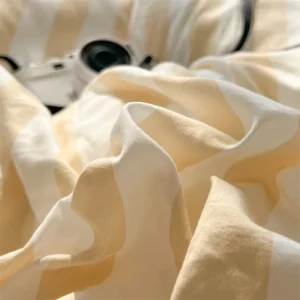 Washed Cotton Double Yarn Crepe Striped Quilt Set 3-4 Pillowcase with Sheet Bedding Cover Supplies 200x230 220x240 Skin Friendly - Image 5