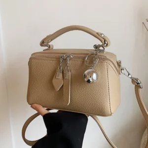 Classic Black Square Handbags for Women Autumn New Versatile Small Single Shoulder Crossbody Bags with Elegant Ball Pendant - Image 3