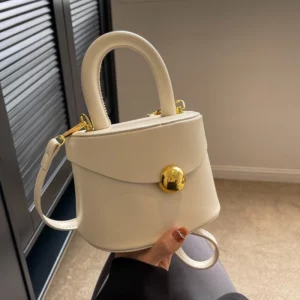 Designer Solid Color PU Crossbody Bag 2024 New Ladies Unique Magnetic Buckle Flip Bucket Bags Simple Elegant Party Handbag Trend - Image 4