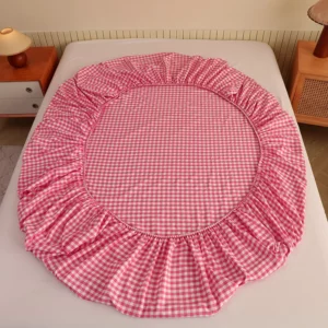 2025 New Simple Washed Cotton Yarn-dyed Bed Hat Printed Plaid Red Mattress Cover Skin-friendly Breathable Bedspread - Image 4