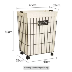 Nordic Laundry Basket Dirty Cloth Metal Organizer Barrel Simple Clothing Toy Storage Basket Bathroom Wrought Iron with Lid - Image 6