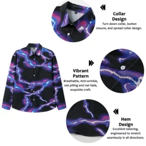 New Temperament Men's Creative Striped Printed Lapel Button Down Shirt Spring And Summer Fashion Casual Long-sleeved Street Tops - Image 5