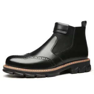 Chelsea Boots for Men Brand Designer Ankle Boots Classic Genuine Leather Men's Winter Boot Fashion Casual Warm Plush Ankle Botas - Image 5