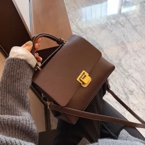 Luxury Vintage Women Handbag PU Leather Crossbody Shoulder Bag High Capacity Tote Handbags Versatile Female Lock Purse Bags - Image 6