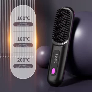 Electric LCD Usb Ceramic Heating Straight Hair Comb Wireless Portable Negative Ion Styling Tool Rechargeable Straightening Brush - Image 5