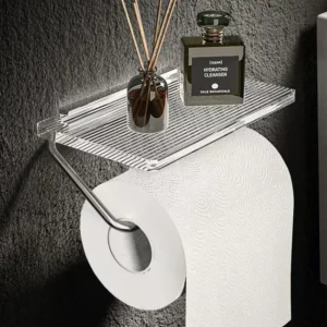 Luxury Gold Toilet Paper Holder with Shelf No Punching Acrylic Roll Paper Holder Tissue Hanger Bathroom Accessories Bathroom - Image 3