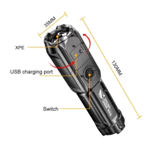 Powerful LED Flashlight Rechargeable USB 18650 Waterproof Zoom Fishing Hunting 100000 Lumens Tactical Flashlight LED Flashlight - Image 6