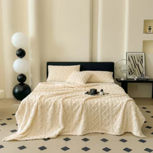 1pc Coral Fleece Blanket for Winter Thick Soft Bedspread Warm Plaids for Beds Single/Queen/King Solid Color Thow Blankets/Plaids - Image 3