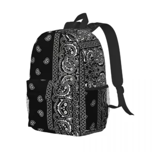 Custom Black White Paisley Chicano Bandana Style Laptop Backpack Women Men Basic Bookbag for School College Student Bag - Image 2