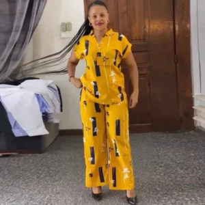 African Fashion Streetwear Two Piece Set for Women Summer Outfits Printed Short Sleeve Shirt Top Short Sets Matching Sets - Image 4
