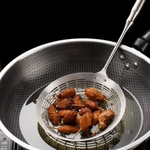 3 Sizes Round 304 Stainless Steel Strainer with Long Handle Kitchen Sieves Scoop Hot Pot Oil Filter Colander Cooking Tools - Image 3