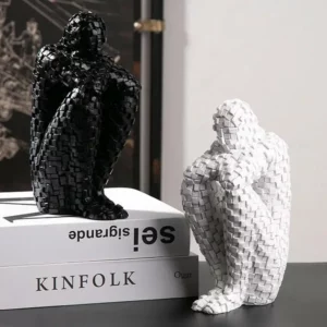 Nordic Thinker Abstract Statue Figure Miniatures Mosaic Resin Sculpture Figurines For Interior Modern Crafts Home Decoration - Image 3
