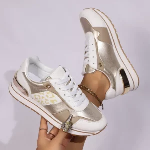 2025 New Leopard Print Platform Sneakers for Women Mixed Color Lace Up Flat Sneaker Woman Non Slip Casual Running Shoes Female - Image 4
