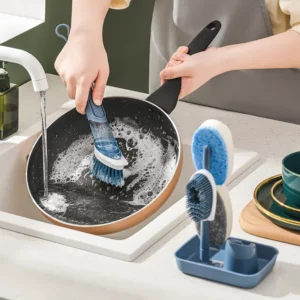 Kitchen Cleaning Tools Long Handle Dish Brush Liquid Soap Dispenser Cleaner Dish Scrubber Brush Dishwashing Sponge Pot Wash Wipe - Image 3
