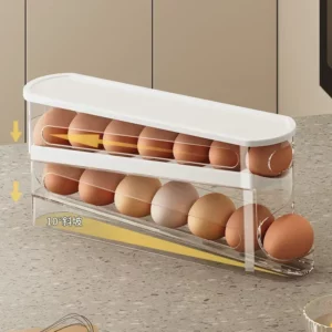Bilayer Fridge Egg Storage Box Automatic Rolling Eggs Holder Rack Ladder Style Refrigerator Eggs Dispenser Egg Organizer Holder - Image 4