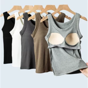 Modal Ribbed Camisole with Padded Bust Women Sleeveless Undershirt Summer Solid Color Outerwear Concealing Side Cleavage C4875 - Image 6