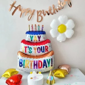 3-Layer Large Cake Balloons Happy Birthday Cartoon Bear Cake Foil Balloons for Kids Birthday Party Decoration Props Ballon Toys - Image 4