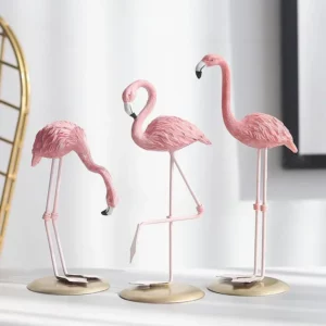 Creative Pink Resin Figurines Crafts Ins Flamingo Ornament Home Desk Cartoon Accessories Living Room Desktop Decorations - Image 2
