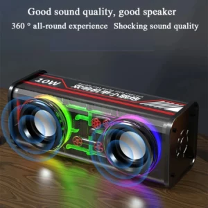 V8 Transparent Mecha Speakers Bluetooth 5.0 Wireless Double Bass Diaphragm Subwoofer Music TWS RGB Light Mini Party Loudspeaker - Image 4