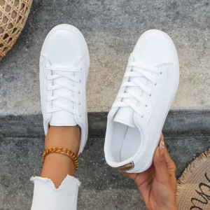 Womens Casual Shoes 2024 Spring New Fashionable Breathable Walking Flats Women's Mesh Lightweight Vulcanized Shoes - Image 1
