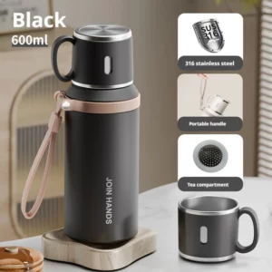 600ML Thermal Water Bottle Stainless Steel Thermos Bottle Keep Cold and Hot Water Bottle Thermos for Tea Coffee Vacuum Flasks - Image 6