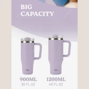 Tyeso 900/1200ML Tumbler Bottle Stainless Steel Car Mug With Handle Straw Thermal Iced Travel Vacuum Insulated Coffee Hot Cup - Image 6