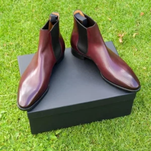 New Red Men Chelsea Boots Red Sole Square Toe Slip-On Business Men Short Boots Bottes Pour Hommes Ankle Boots - Image 5