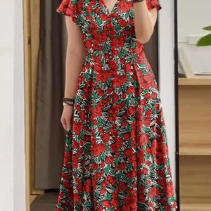 Elegant Women V Neck Short Sleeve Sundress Summer Dress 2024 ZANZEA Bohemain Floral Print Dresses Stylish Holiday Party Vestidos - Image 3