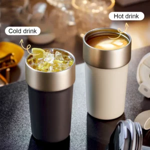 500ML High Quality Travel Coffee Mug With Straw 316 Stainless Steel Thermos Cup Vacuum Flask Mocha Coffee Cups For Car Travel - Image 2