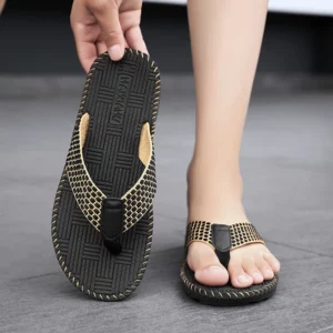 Cheap Summer Linen Slipper Men Indoor Home Shoes Lightweight Weaving Flip flops Men Bedroom Shoes Silent Casual Flip-flops Man - Image 6