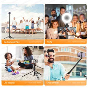 Selfie Stick with Wireless Bluetooth Remote, Portable 72 Inch Aluminum Alloy Selfie Stick Phone Tripod for iOS Android Cellphone - Image 5