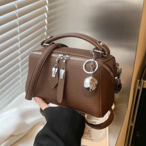 Classic Black Square Handbags for Women Autumn New Versatile Small Single Shoulder Crossbody Bags with Elegant Ball Pendant - Image 1