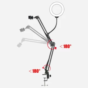 Overhead Tripod for Phone with Ring Light Desktop Cellphone Bracket for Video Shooting Table Mobile Mount for Filming Recording - Image 3