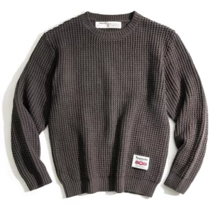 Maden Work Attire Retro Round Neck Thickened Autumn And Winter Sweater Amekaji Loose Knit Men's Clothing - Image 5