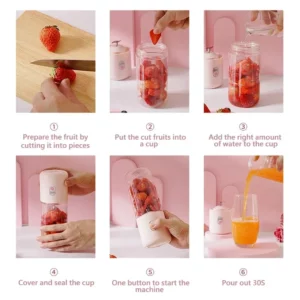 Zai Xiao 500Ml Portable Blender 6 Blades Usb Rechargeable Fresh Fruit Juice Mixer Electric Shake Cup Cute Blender Smoothie Ice C - Image 5