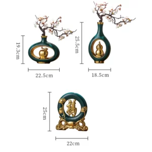 Chinese Style Creativity Ceramic Vase Wooden Frame Retro Openwork Vase Modern Home Flower Arrangement Decoration Flower Vases - Image 6