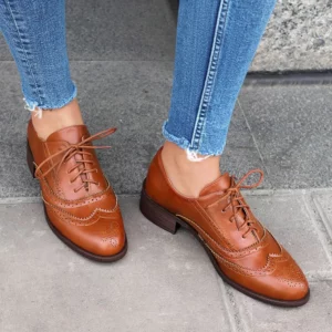 Autumn Spring Retro Oxford Shoes Women White lace up round toe Flats Brogues Office Female Derby Shoes Ladies British style - Image 4