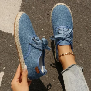 Breathable Linen Casual Flat Shoes Woman Espadrilles Loafers Ladies Comfy Houndstooth Print Canvas Zapatos Soft Driving Footwear - Image 4