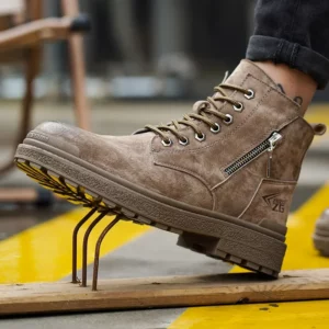 Latest 2024 Fashion Pig Skin Anti Scald Welding Shoes Indestructible Steel Toe Cap Nail Proof Men Safety Work Boots Sneakers - Image 3